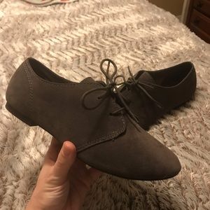 Gray suede oxfords